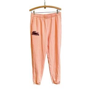 Lacoste Men's Medium Joggers Orange Crocodile Print Elastic Waist Loungewear